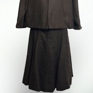 Talbots Irish Linen Skirt Womens 8 P Brown Tulip A Line Knee Length Academia